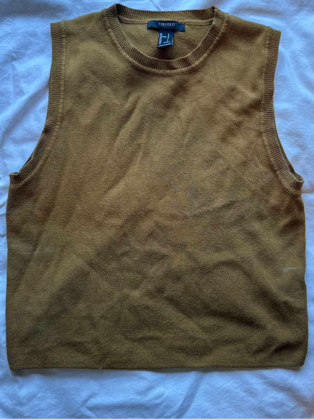Forever 21 Mustard Brown Knit Sweater Vest Size Large